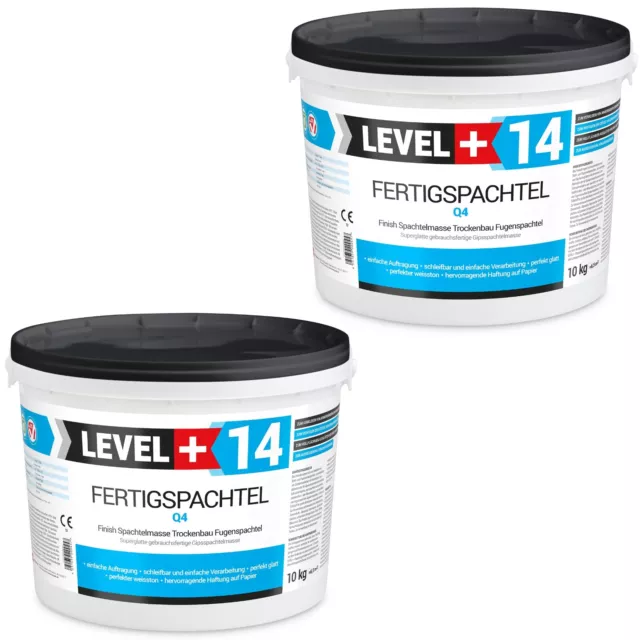 Glättspachtel 10+10Kg Gipsspachtel Fertigspachtel Trockenbau Wand Q4 Innen RM14