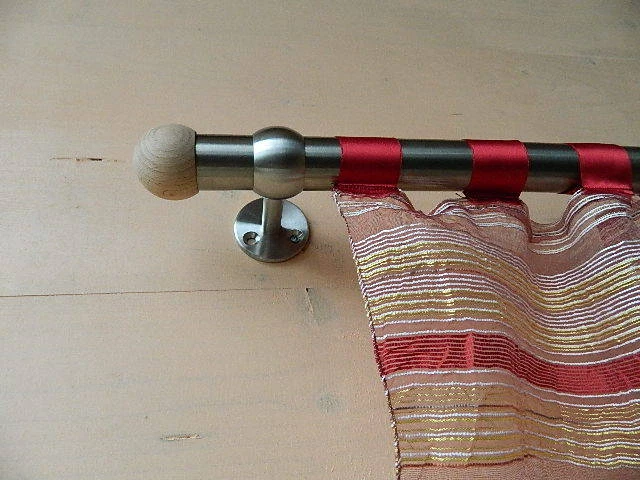 Asta Per Tenda In Acciaio Inox 19 Mm – 1 Unità – Metallo Ottico – Lunghezza 140 Cm – Viti E Tasselli Inclusi - 2