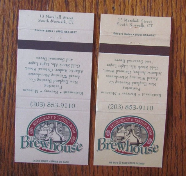 Brewhouse Brew Pub (South Norwalk, Connecticut) Beer Matchbook Matchcovers -C1