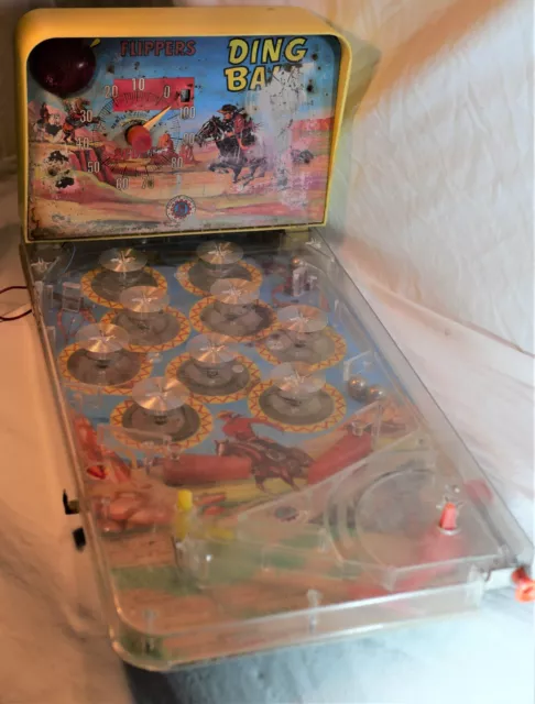 Ancien Flipper DING BALL - France Jouet - Boîte D'origine - Thème Western Cowboy - Jeu De Café