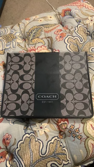 COACH Heritage Tablet Case for iPad 1 and 2 8x10" Blue Green Bifold Signature