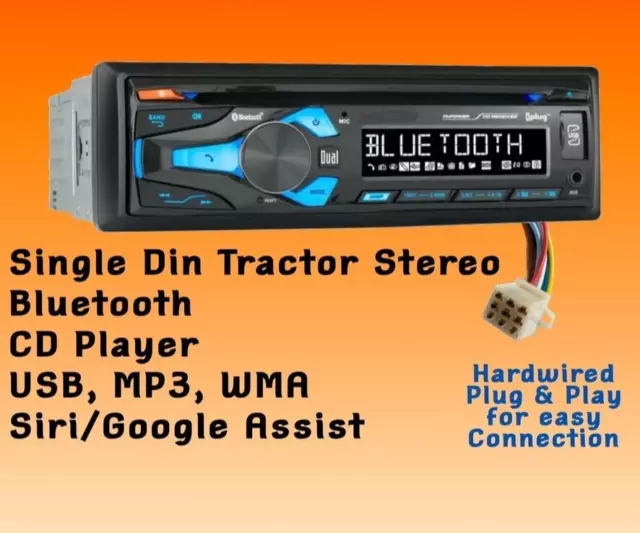 New Tractor AM FM Radio with Bluetooth CD USB comes w/ Harness Plug & Play