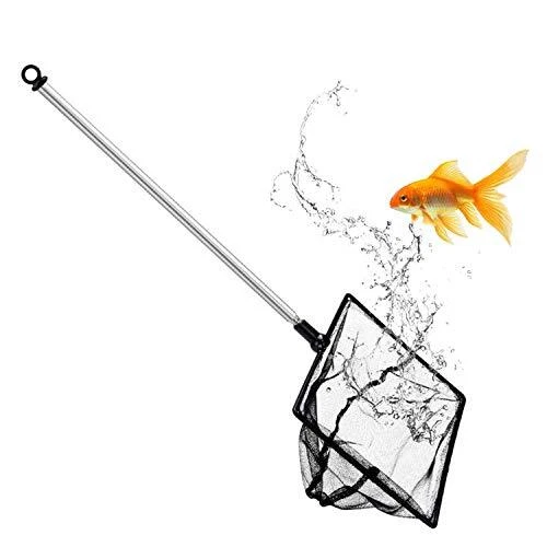 Aquarium Fish Net 6 Inch Fine Mesh Fish Tank with Extendable 9-24 inch Long H...