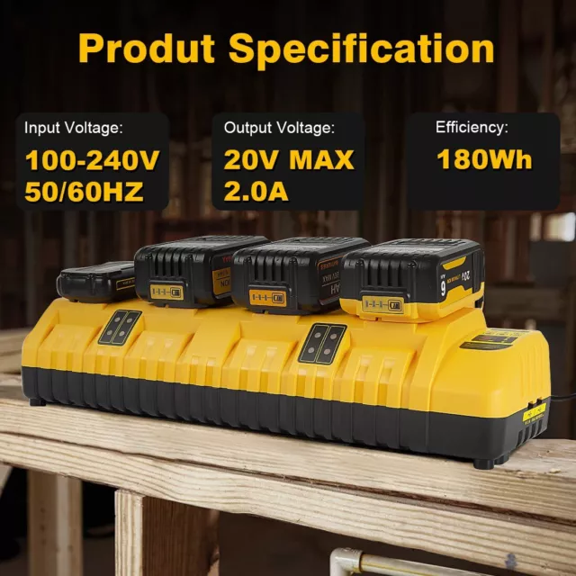 Para DeWALT DCB104 cargador de batería 4 puertos cuatro veces cargador rápido estación de carga