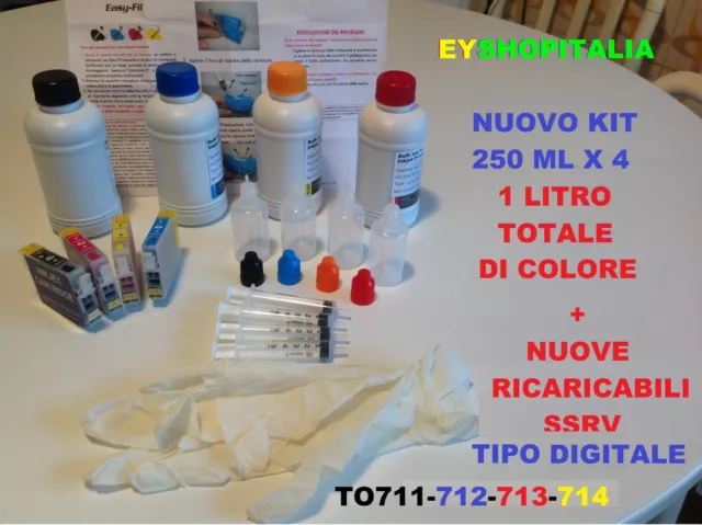 Cartucce To711-714 Compatibili Piene  + 1 Litro Di Inchiostro Per Stylus Sx200