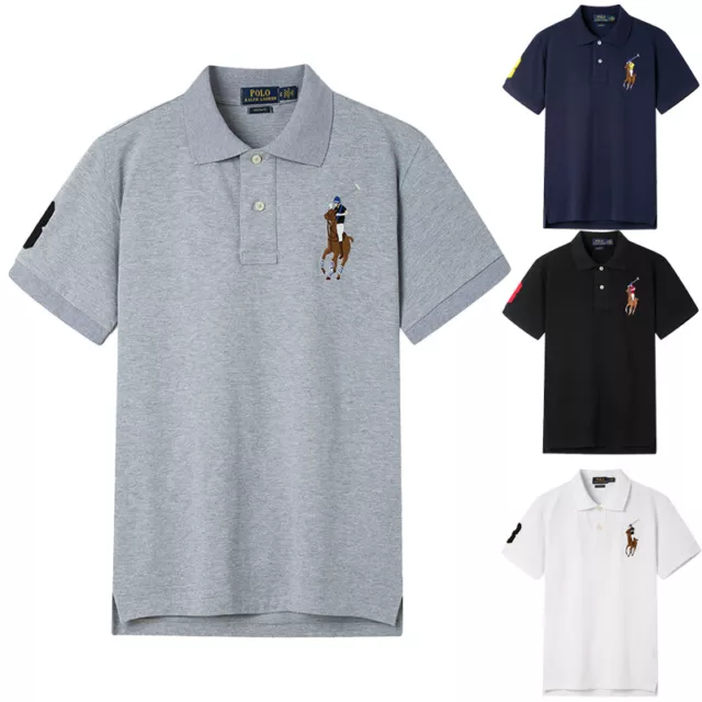 Nuevo Polo-Ralph-Lauren hommes chemise décontractée manches courtes logo coloré
