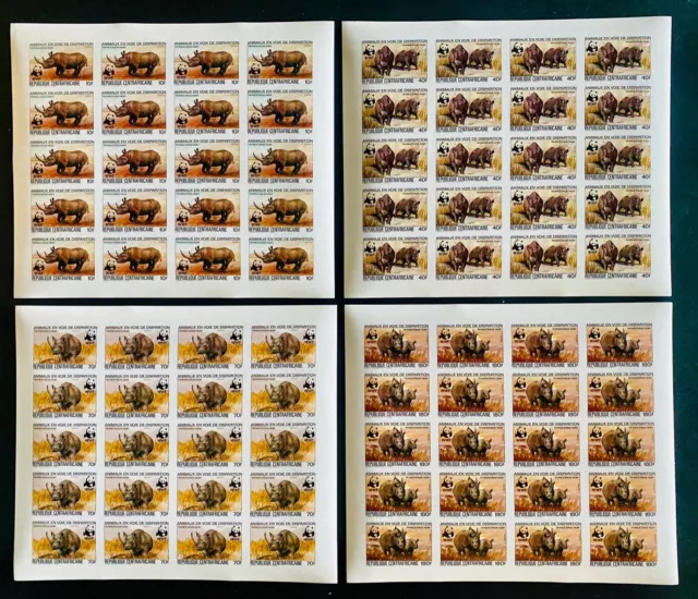 Stamps Full Set in Sheets WWF Rhinoceros Central Africa 83 Imperf.