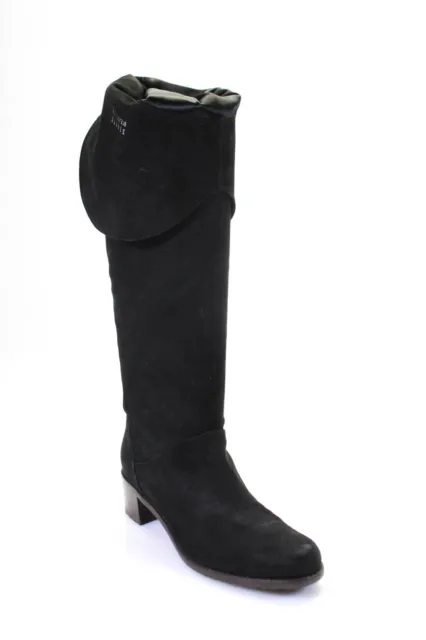 Stuart Weitzman Womens Nubuck Leather Over Knee Pull On Boots Black Size 7.5