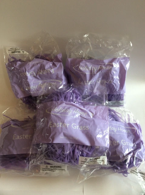 Lot 5 Purple Plastic Easter Basket Grass Net Weight 3oz Ea. Nip