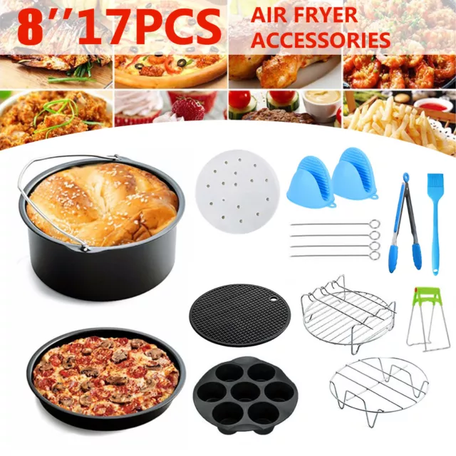 20PCS/8in Air Fryer Accessories Tray Pizza Cage Dish Pan Rack For Philips