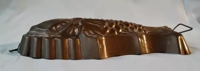 "Decoración de pared rústica de cocina molde de cobre pescado cobre metal granja vintage 13" 2