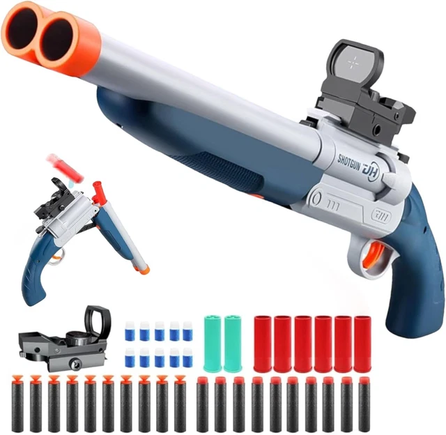 TOY GUN FOAM Dart Shotgun Blaster Double Barrel Soft Bullet Toy Rifle £ ...