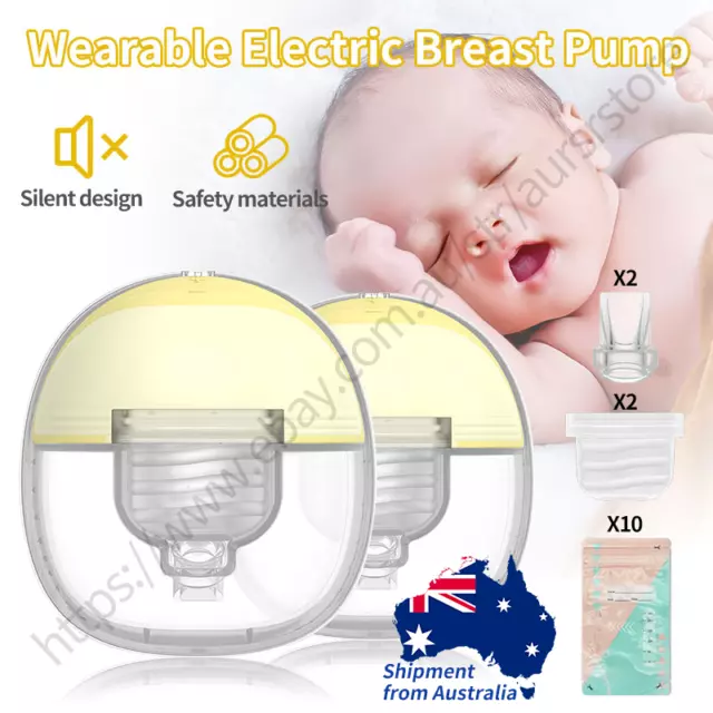 2 Pack Wearable Breast Pump Electric Hands-Free Automatic Milker Baby Feeder AU