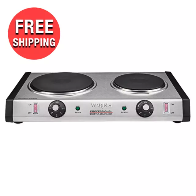 Electric Countertop Range Commercial Kitchen Double Burner Solid Top Heavy-Duty