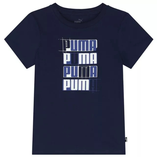 Puma Essential Logo Lab Tee Junior Kids Boys T-Shirt Navy 679224-14