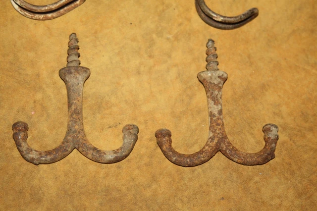 Lot Of 22 Vintage Antique School Screw In Wire and Cast Iron Coat - Hat Hooks 8