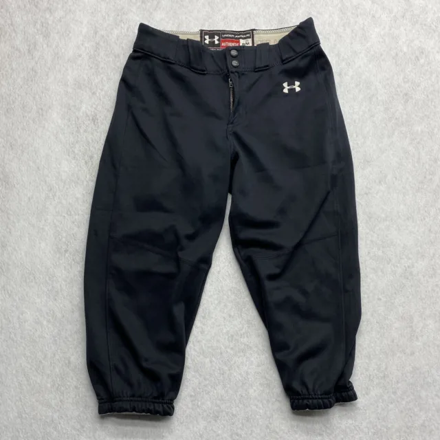 Under Armour Softball Pants Womens Small Black Capri Pockets Baseball Active