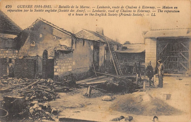 Cpa War Battle Marne Lenharee Chalon Road To Externay
