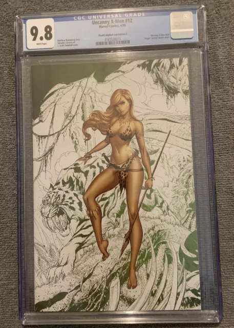 UNCANNY X-MEN #12 CGC 9.8 J. Scott Campbell SHANNA Virgin Sketch Variant E 2019!