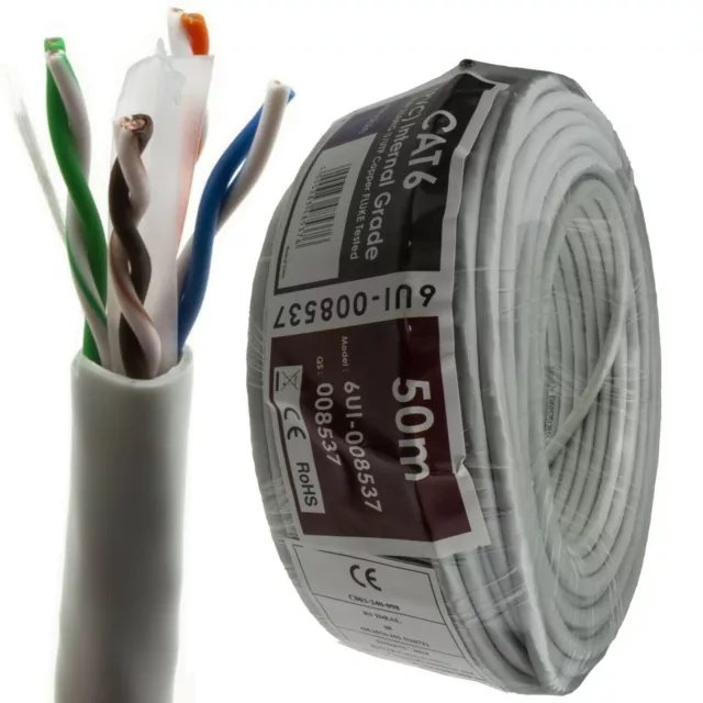 Intérieur CAT6 UTP 23AWG Cuivre Éthernet PVC Réseau Câble Bobine Cpr : Eca 50m