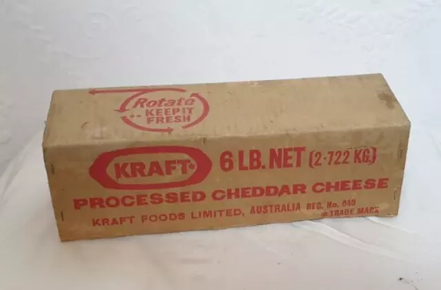 Vintage Cheese Box  Kraft 6LB Cardboard  with Wooden Ends original old school