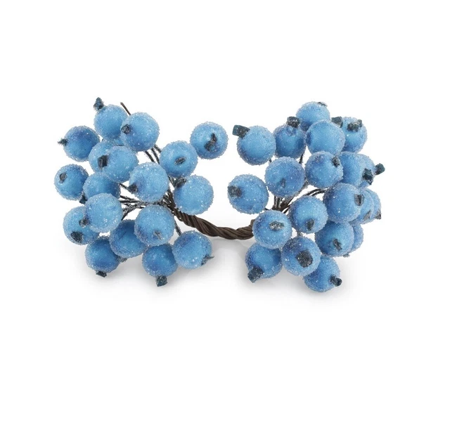 Beeren am Draht FROST blau, 40 Beeren, Länge ca. 15 cm, Durchmesser: 1,2cm