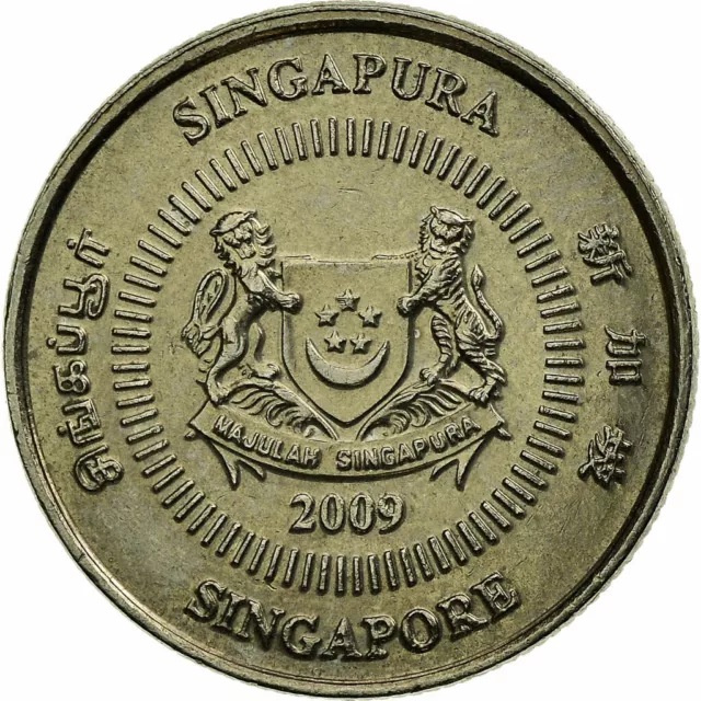 [#686100] Münze, Singapur, 10 Cents, 2009, Singapore Mint, SS, Copper-nickel, KM