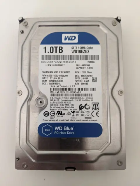 Western Digital WD10EZEX Blue 1 TB Internal 7200 RPM 3.5" Desktop Hard Drive