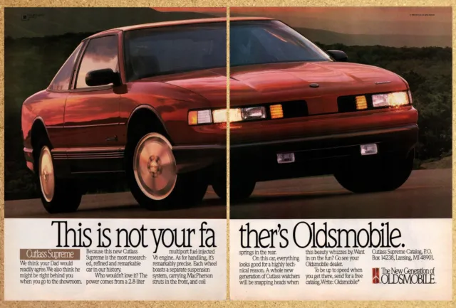 Cutlass Supreme Oldsmobile Sedan Car - 2 Page Vintage Print Ad Ephemera 1998