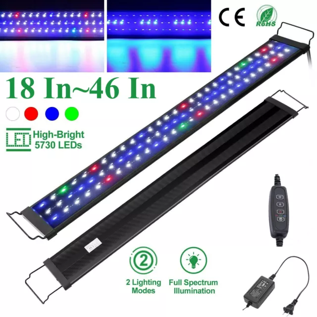 18" 24" 30" 36" 46" Full Spectrum Aquarium LED Light Freshwater Fish Tank Plant