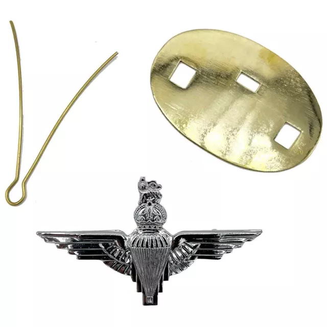 Parachute Regiment Beret Cap Badge with Kings Tudor Crown - Brass Base Metal 3
