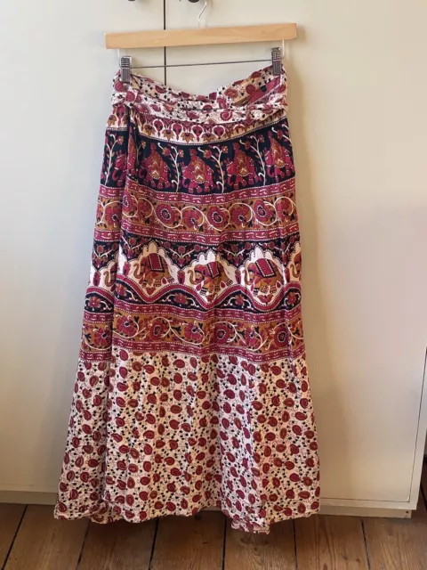 True Vintage Indian Cotton Wrap Skirt Boho Festival Hippie Long Length Maxi