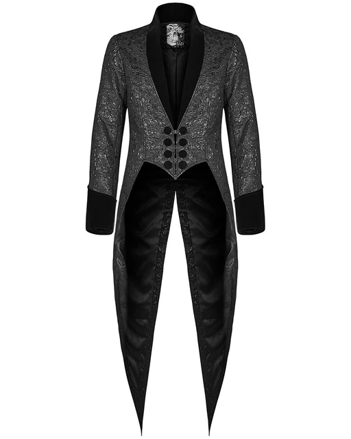 Giacca Coppotto Punk Rave Da Uomo Gotico Nero Broccato Steampunk Aristocrat Regency Giacca Coppotto Punk Rave Da Uomo Gotico Nero Broccato Steampunk Aristocrat Regency