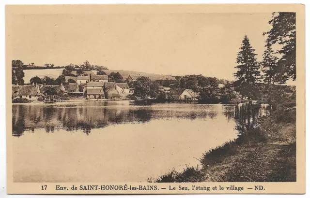 CPA " Env. de St Honoré les Bains - Le Seu, l'étang et le village