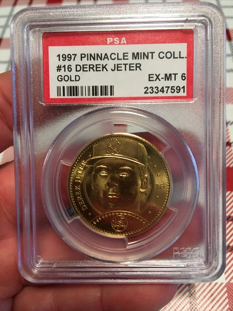 1997 PINNACLE MINT COLLECTION GOLD COIN #16 DEREK JETER HOF Yankees PSA EX-MT 6 1997 PINNACLE MINT COLLECTION GOLD COIN #16 DEREK JETER HOF Yankees PSA EX-MT 6