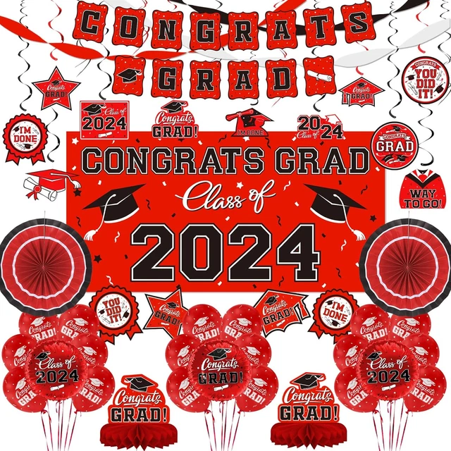 RED THEMED 2025 Graduation Decorations Set Congrats Grad Banner