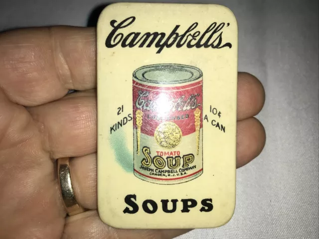 CAMPBELL’S SPUPS VINTAGE CELLULOID ADVERTISING POCKET MIRROR, 1930’s