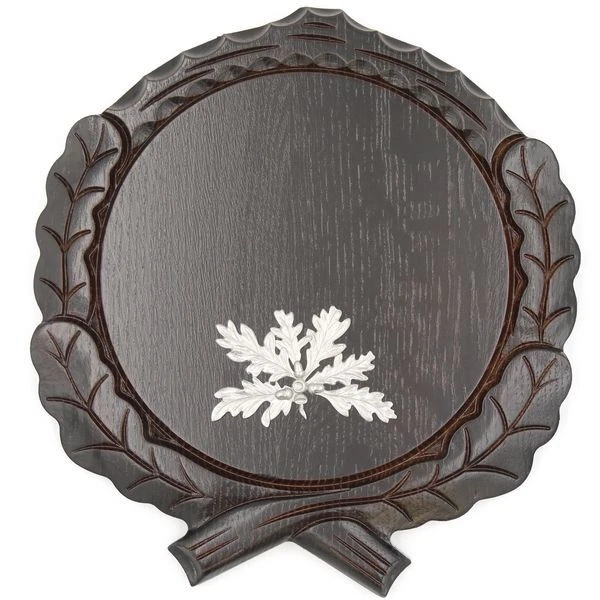Placa de Jabalí Tallado Oscuro Af 19 CM Con 1x 6-blättrigen Hoja Roble Portada