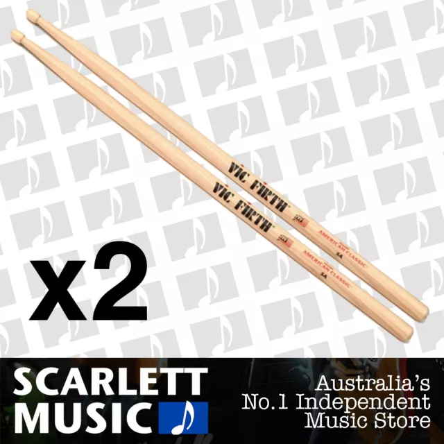 2x Vic Firth American Classic 5A Wood Tip Drumsticks ( 5AW 5-A Drum Sticks )