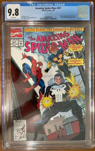 AMAZING SPIDER-MAN #357 CGC 9.8 WHITE Pages Punisher & Moon Knight APP Marvel 92