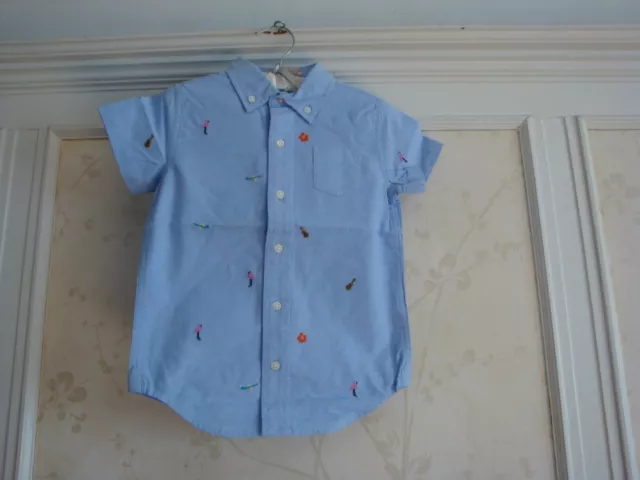 NWT $36 Janie And Jack Boys Tropical Oxford Shirt Top 5 5T