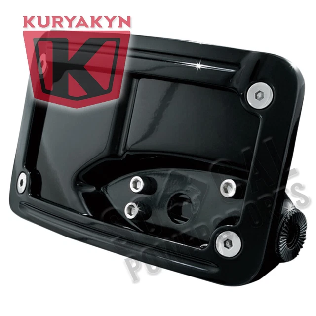 Kuryakyn 3125 Curved Horizontal Side Mount License Plate Holder Black