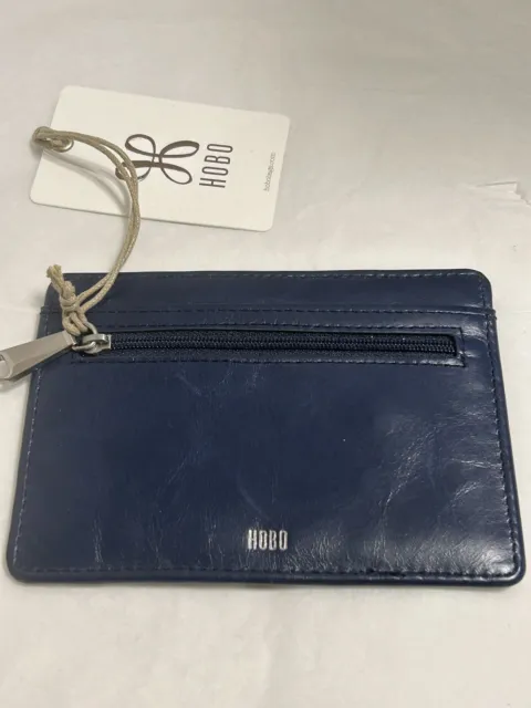 HOBO Euro Slide Leather Card ID Holder Case Wallet in Denim NWT VI-32172DENM