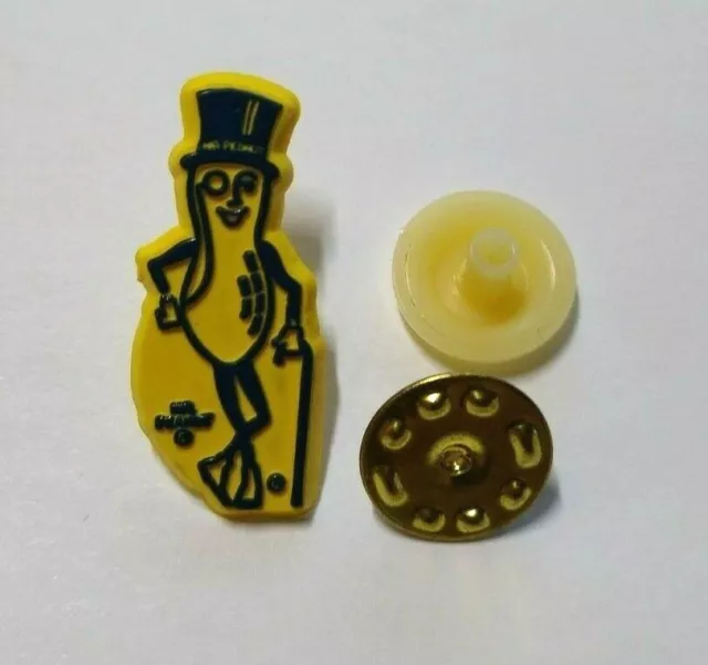 Mr Peanut Lapel Pin Planters Peanuts Hard Plastic NOS Uncommon Yellow Vintage