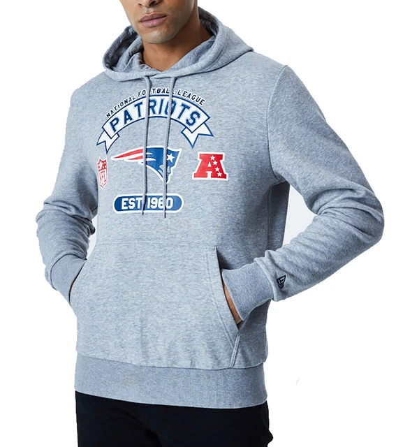 New Era Felpa con Cappuccio Grafico New England Patriots Grigio
