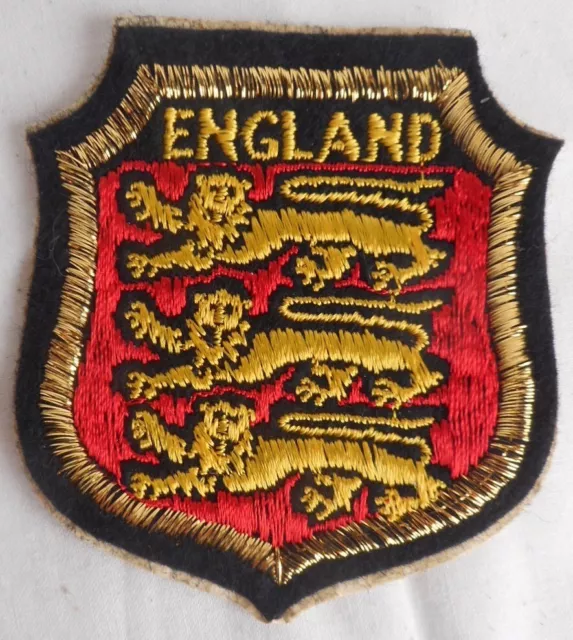 England 3 Lions Embroidered Felt Patch 3-1/4" High x 3" Wide Black/Gold/Red