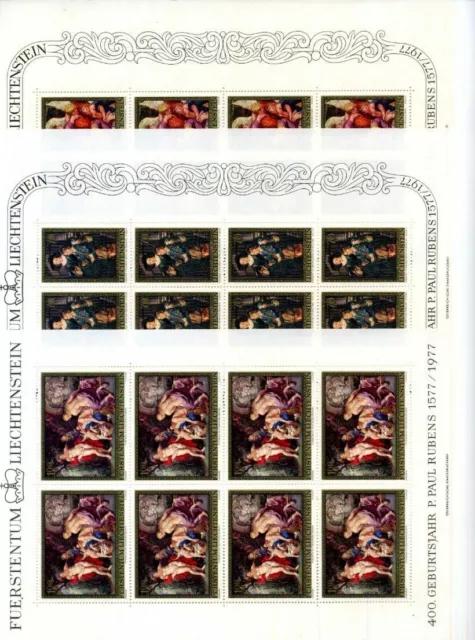 1976 LIECHTENSTEIN SET MNH ** minifogli di 8 Pietro Paolo Rubens