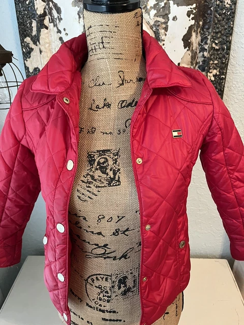 Tommy Hilfiger GIRLS SZ 7 SmallSolid Red Button Up Insulated Winter Puffer Coat