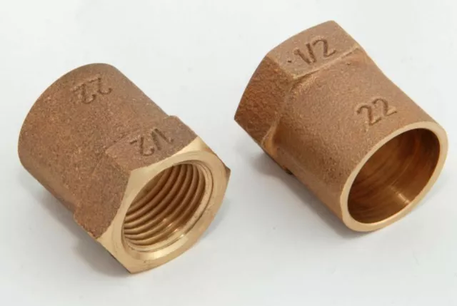 2x Rotguss Übergangsmuffen i/i 22mm-1/2" 4270g Rotgussfitting red brass gunmetal