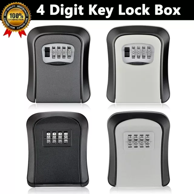 4 Digit Combination Key Safe Lock Box Wall Mount Outdoor Security Storage Case